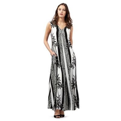 Preen/EDITION Black and white palm print maxi dress
